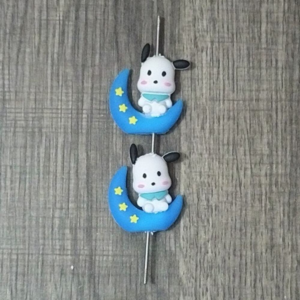 #8023 -  2 Pack Pochacco on the moon focal beads for beadable pens